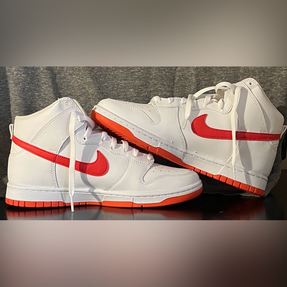 Nike Shoes - Nike White and Red High-Top Sneakers